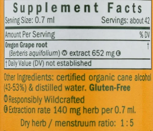 Vista 4 de Herb Pharm Extracto líquido de raíz de uva de Oregon - 1 onza