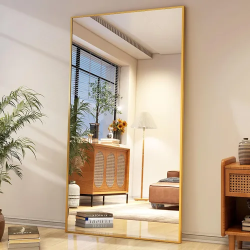 Vista 12 de Easly - Espejo de longitud completa de 34 x 76 pulgadas con soporte, espejo grande rectangular de pie para dormitorio, sala de estar o armario, Negro