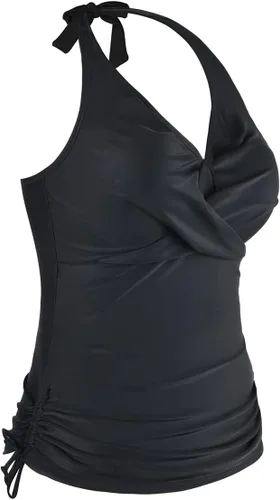 Vista 4 de Hilor, top con cuello en V halter para mujer, top de natación drapeado, top tankini fruncido