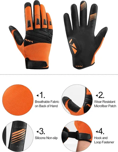 Vista 4 de VXW Guantes de bicicleta de montaña para hombre, guantes de ciclismo para nudillos, pantalla táctil transpirable para MTB Motocross Racing Dirtbike