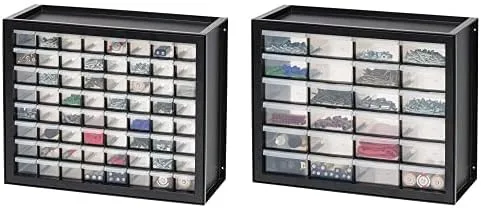 Vista 3 de IRIS USA, Inc. DPC-64 64 Gabinete de piezas de cajones y hardware, negro DPC-44 44 piezas de cajones y gabinete de hardware, negro