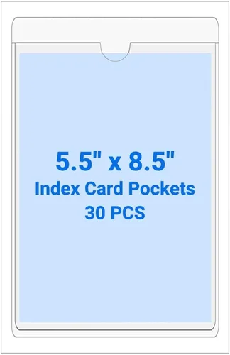 Vista 145 de 30 PCS Clear Self Adhesive Plastic Label Pockets, Top Loading Business & Library Index Card Holders, Peel and Stick Sleeves for Storage Bins, Totes