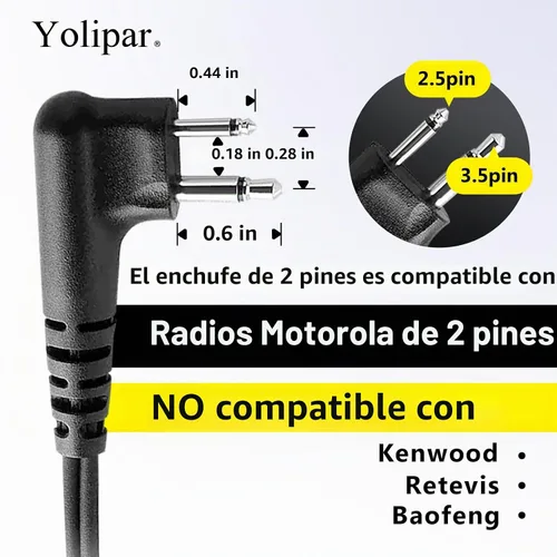 Vista 2 de CLS1410 CLS1110 Auricular compatible con Motorola Radio CP200 GP300 GP2000 Walkie Talkie con micrófono PTT 2 Pin Headset Kit de vigilancia de un