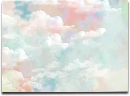 Vista 3 de Mural de pared - Papel tapiz 3D, nubes rosas, 103 x 69 pulgadas (no autoadhesivo)
