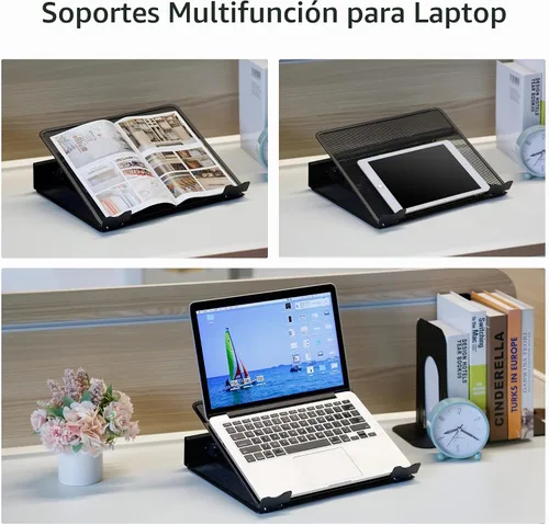 Vista 8 de DESIGNA Soporte ajustable de malla metálica ventilada para laptop, soporte elevador compatible con Apple MacBook Air Pro, Dell XPS, HP, Samsung