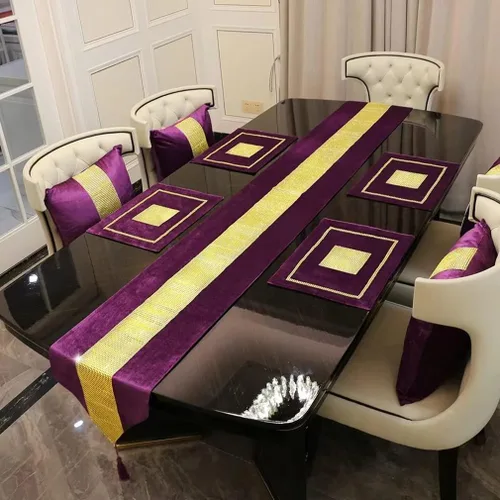 Vista 13 de Juego de 2 manteles individuales de Navidad, manteles individuales para mesa de comedor, lentejuelas doradas, diamantes de imitación, color negro