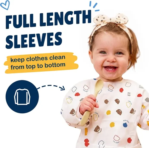 Vista 4 de Eli with Love Disposable Bibs Individually Wrapped Bib with Crumb Catcher - Waterproof Baby Bibs For Feeding