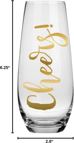 Vista 4 de Slant Party Supplies - Copas de champán - Vaso de cóctel sin tallo, Mimosa Prosecco, 10 onzas, Cheers
