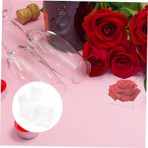 Vista 9 de Luxshiny Caja de regalo de 50 unidades, cajas de regalo transparentes para cupcakes, macarrones, dulces, cajas de plástico transparente para bodas