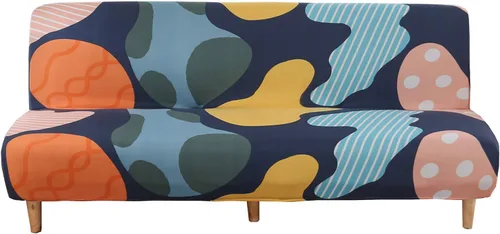 Vista 21 de WOMACO Funda Elástica para Futón Fundas para Sofá Cama Tamaño Full Twin Queen Negro Sin Brazos Protector de Sofá Loveseat con Fondo Elástico