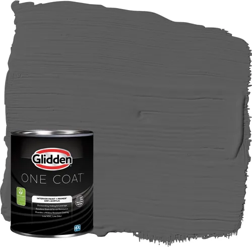 Vista 57 de Glidden Pintura Interior + Imprimación: Gris/Plata Antigua, Una Capa, Satinado, 1 Galón