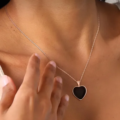 Vista 4 de Flyonce Juego de joyas de San Valentín para mujer, juego de joyas de corazón para mujer, collar con colgante de corazón, conjunto de aretes