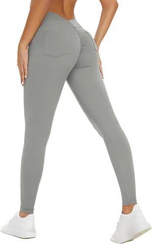 Vista 3 de FITTOO - Leggings de tiro alto para mujer, pantalones con parte posterior fruncida para levantar y resaltar los glúteos, para hacer ejercicio y yoga