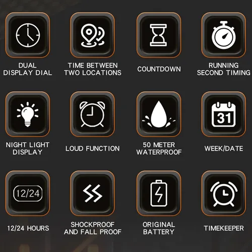 Vista 9 de Relojes para hombre, únicos rectángulos, reloj de pulsera blanco con pantalla digital analógica de doble hora, cronómetro de cuenta regresiva