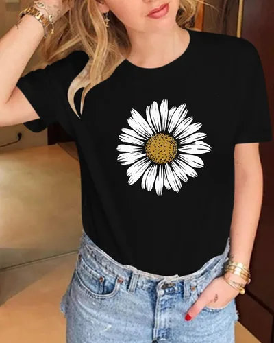 Vista 2 de HERLOLLYCHIPS Camiseta casual de manga corta con cuello redondo y estampado de corazón para mujer, ajuste regular