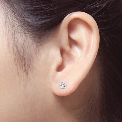 Vista 4 de Diamond Wish - Pendientes redondos de oro de 14 quilates (0,15 0,25 quilates, G-H, SI1-SI2) con 4 puntas y tornillos