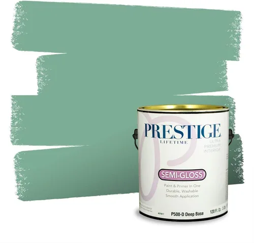 Vista 217 de Prestige Paints - Pintura exterior e imprimación en uno, 1 galón, plano, compatibilidad comparable con el color menta «Whipped Mint» de Behr