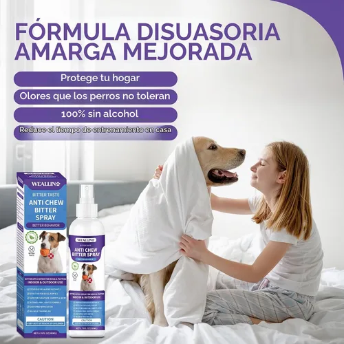 Vista 2 de WEALLIN Spray antimasticable para perros, 6.76 onzas líquidas, espray de manzana amarga para perros, aerosol disuasorio para perros, detiene