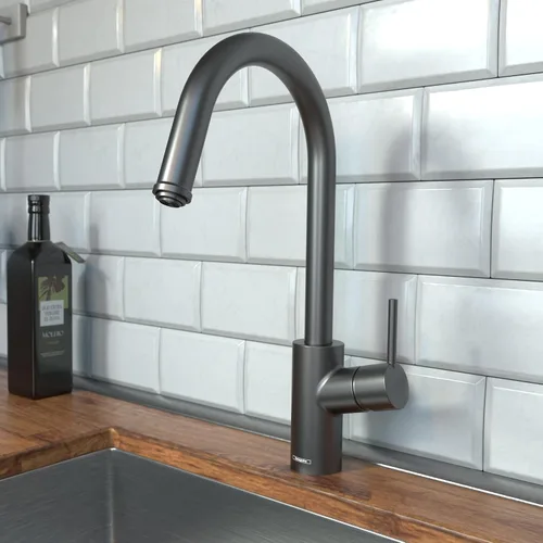 Vista 2 de hansgrohe Talis S² 14872341 - Grifo de cocina de arco alto, grifo para fregadero de cocina, cabezal rociador de acoplamiento magnético, cromo negro