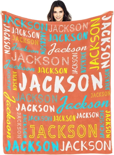 Vista 25 de Manta personalizada con nombre, manta personalizada con nombre y texto para adultos, niños, cumpleaños, Navidad, Día de la Madre, Padre, Día de San