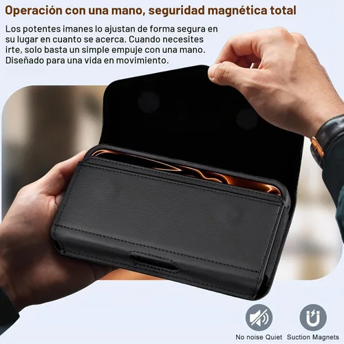 Vista 5 de Funda de cuero para teléfono celular con soporte para tarjeta y clip para cinturón Estuche protector para iPhone Pro 17 16 15 14 13 12 16e, Samsung