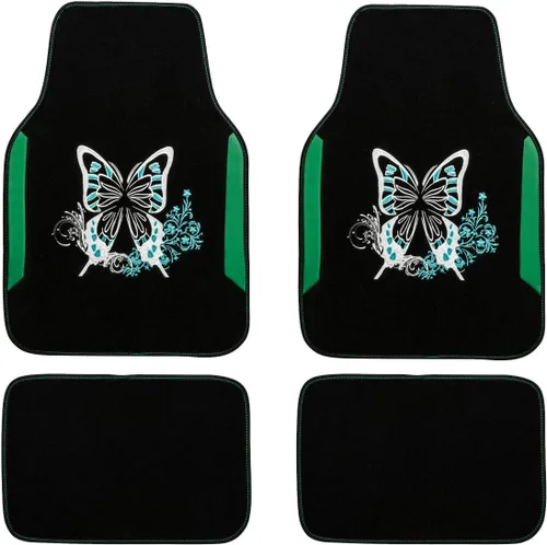 Vista 12 de CAR PASS Juego de fundas universales para asiento delantero de automóvil, diseño de flores bordadas, impermeables, fundas para volante, mariposa