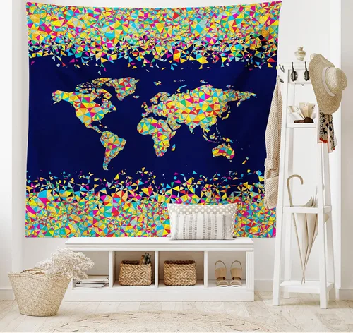 Vista 36 de Ambesonne Tapiz de hongos, atmósfera psicodélica, escena astral estrellada con motivos orientales trippy, decoración de tela para colgar en la pared