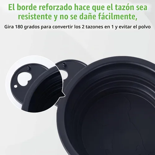 Vista 4 de SLSON Cuencos Dobles Plegables para Perros con Borde Reforzado de 180 Grados, Cuenco Doblado con Clips de Bloqueo, Más Estables, Cuencos de Viaje