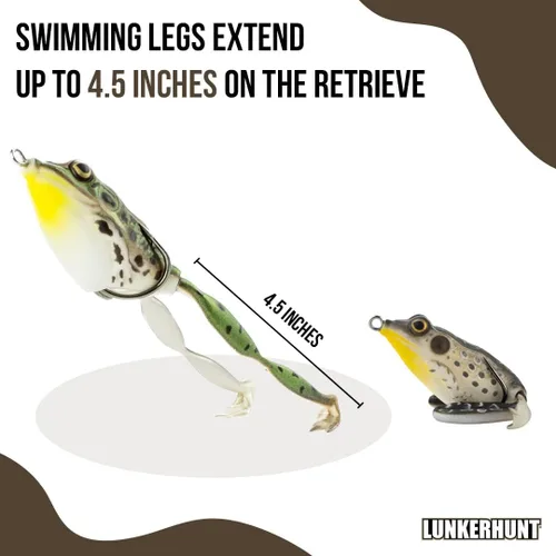 Vista 5 de Lunkerhunt - Señuelo de Pesca Rana Lunker Señuelo de Rana Topwater Realista Galardonado para Pesca de Lubina, Trucha y Lucio Carnada para Peces