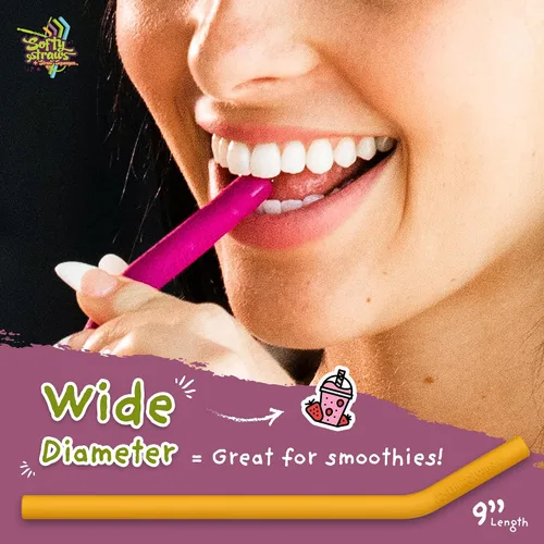 Vista 5 de Sorbetes reutilizables Pack de 4 sorbetes de silicona, Perfectas para smoothies y fiestas, vienen en envases ecológicos, Casual, Multilcolor Surtido