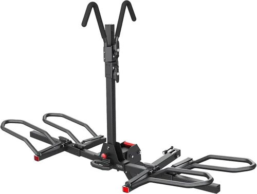 Vista 8 de KYX Soporte de bicicleta eléctrica montado en enganche de 220 libras, estilo plataforma de 2 bicicletas para autos, camiones, SUV, minivans, se