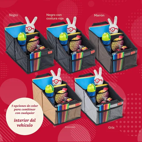 Vista 9 de Lusso Gear Organizador de asiento de automóvil, portavasos integrados y bolsillos de malla, organizador plegable para asiento trasero con asas