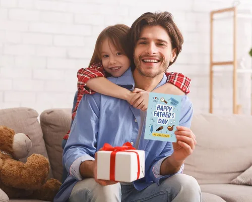 Vista 2 de WaaHome Tarjeta de regalo para el día del padre para papá de hija e hijo, I Love You My Super Hero Día del Padre, tarjeta de regalo para papá