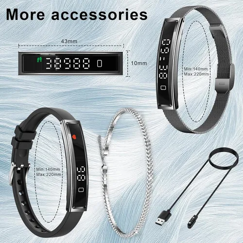Vista 8 de Reloj inteligente para mujeres y hombres, pulsera inteligente ultraligera con monitor de frecuencia cardíaca/oxígeno en sangre/sueño/podómetro