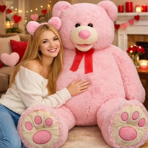 Vista 13 de HollyHOME Oso de peluche gigante de 5 pies con huellas grandes, regalo de San Valentín, 5 pies, color beige