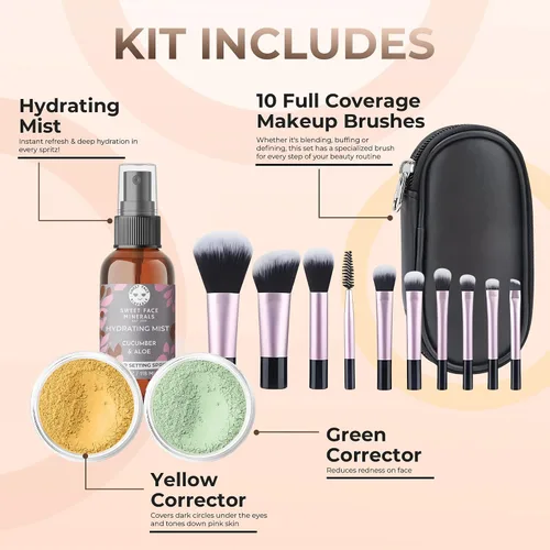 Vista 2 de Kit de maquillaje mineral de tamaño completo, set de base mate, Beige