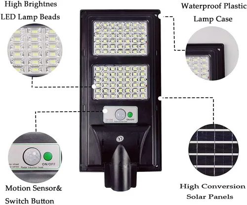 Vista 14 de Luces solares de calle de 30000 lm para exteriores, impermeables, 6000 K, luces de inundación solares con sensor de movimiento y control remoto