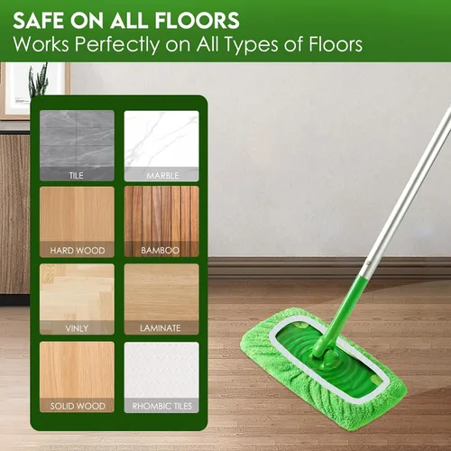 Vista 5 de Almohadillas de microfibra reutilizables compatibles con trapeador Paquete de 4 (verde)