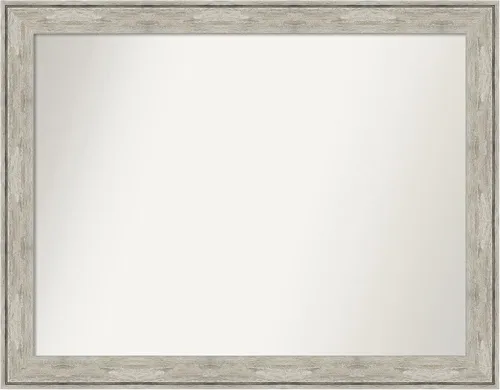 Vista 233 de Amanti Art Espejo de baño plateado para sobre el fregadero, 28 x 37 pulgadas, elegante espejo rectangular de peltre cepillado, marco de madera