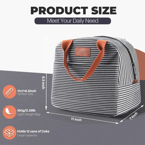 Vista 2 de EASYFUN Bolsa de almuerzo para mujeres y hombres, lonchera aislada a prueba de fugas con gran capacidad, bolsa de mano más fresca para el trabajo