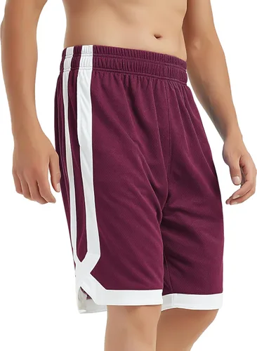Vista 20 de TopTie Pantalones cortos de baloncesto de malla de 7 pulgadas con bolsillos para hombre, pantalones cortos deportivos activos de 2 tonos, pantalones