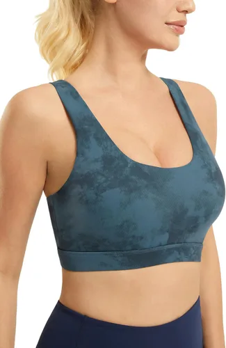 Vista 2 de AFITNE Brasier deportivo con tirantes para mujer, espalda cruzada, soporte medio, acolchado, entrenamiento, fitness, yoga, con copas extraíbles
