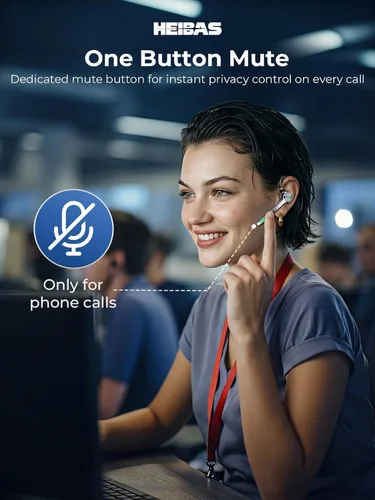 Vista 7 de HEIBAS Auriculares Bluetooth, Auriculares inalámbricos Bluetooth con estuche de carga de 500mAh, tiempo de conversación de 72 horas, micrófono Negro