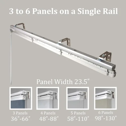 Vista 5 de A&F - Decoración de varilla ICY White de 4 paneles de riel único riel extensible 48-88 pulgadas de ancho x 94 pulgadas de alto, ancho del panel 23.5