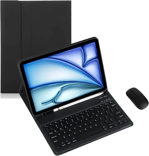 Vista 25 de Funda de teclado para tableta Android Samsung Galaxy Tab A9 de 8.7 pulgadas SM-X110/X115/X117 Cubierta trasera a prueba de golpes Funda de Negro