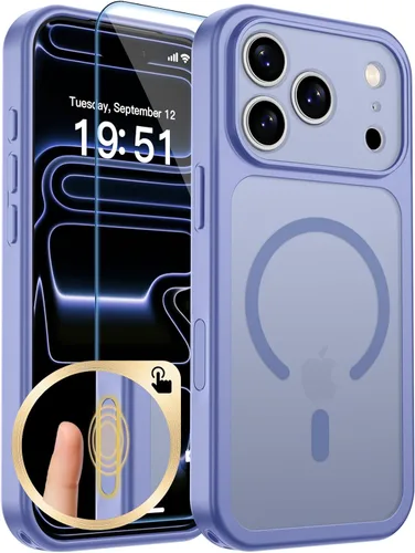 Vista 430 de zapica Funda magnética para iPhone Air, con protector de pantalla de vidrio templado, compatible con MagSafe, translúcida mate, a prueba de golpes