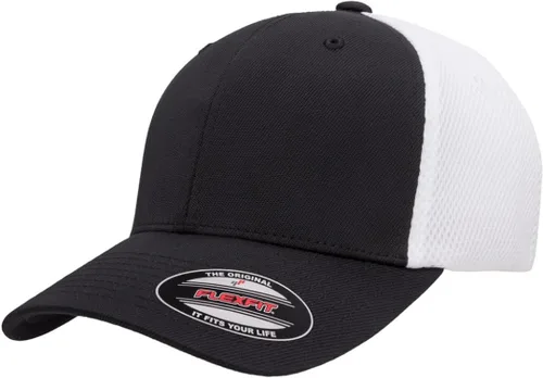 Vista 19 de Flexfit - Gorra ajustable de malla elástica en dos tonos Negro