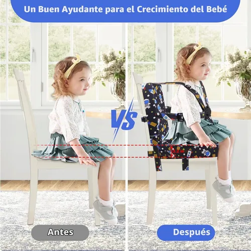 Vista 2 de Asiento elevador para mesa de comedor, asiento elevador para silla de Negro