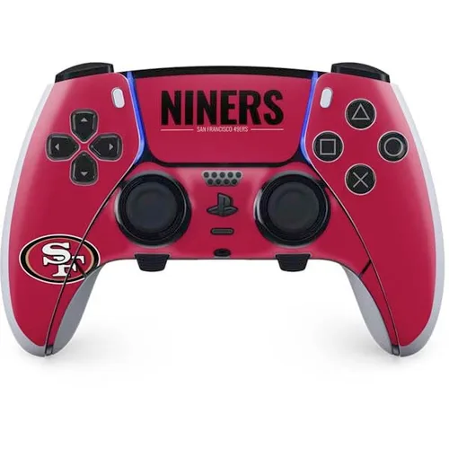 Vista 13 de Skinit Decal Gaming Skin Compatible with PS5 DualSense Edge Pro Controller - Officially Licensed NFL San Franciso 49ers Black & White Design