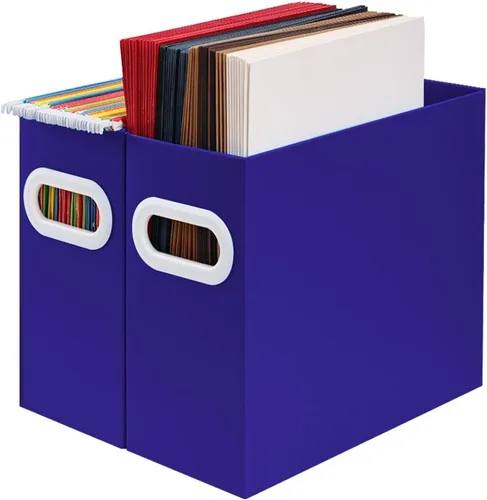 Vista 13 de Organizador de archivos colgante, organizador de carpetas de archivos de cartón para tamaño carta, caja de almacenamiento de documentos